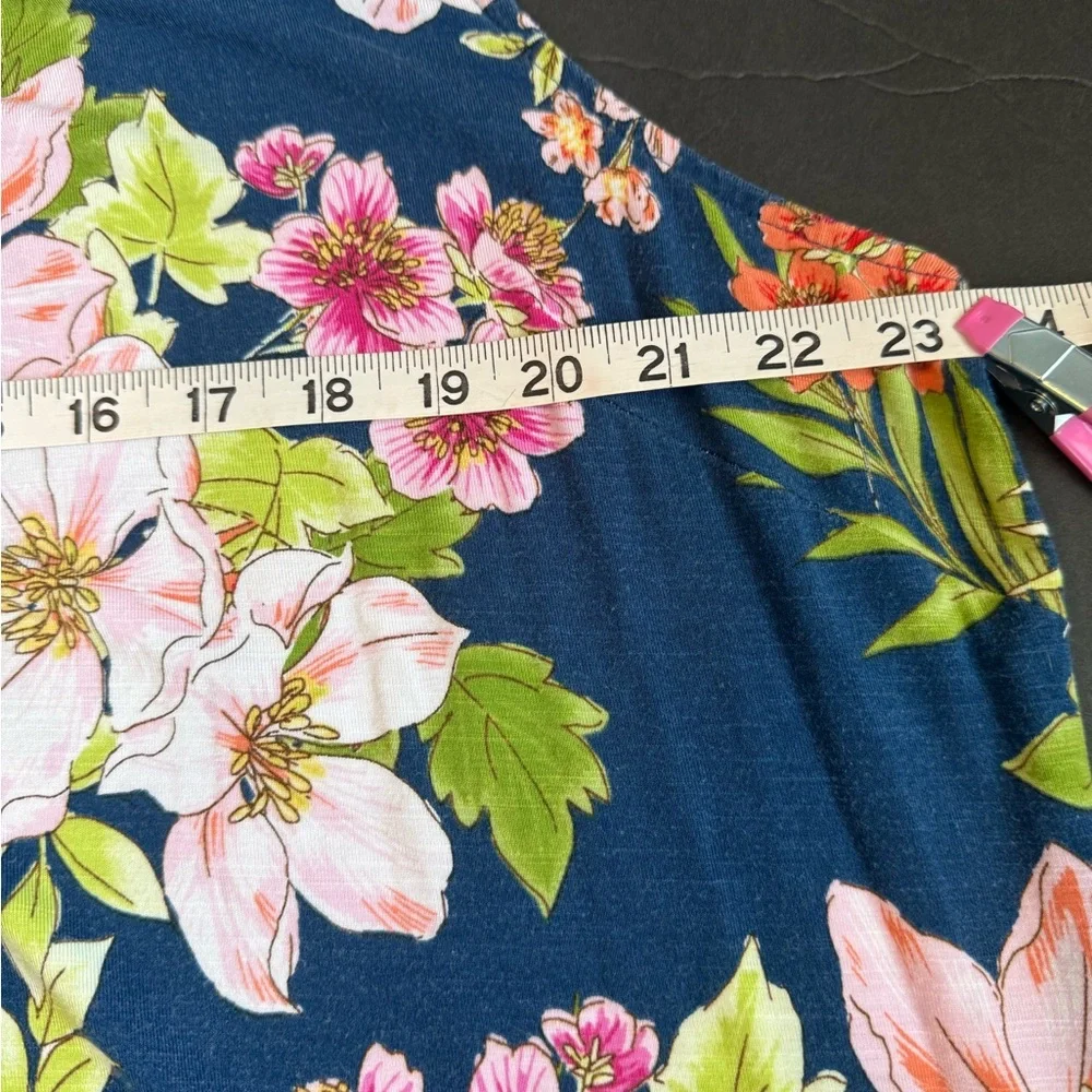 J.Jill Sleeveless Midi Blue Dress with Tropical Floral Design XL - Picture 8 of 11